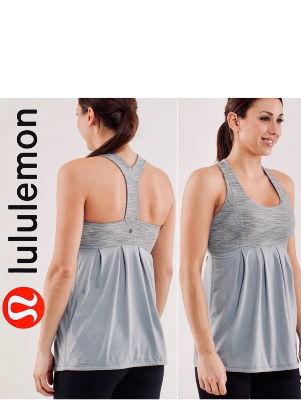 LULULEMON Power Dance Tank Top Pleated Grey Racerback
